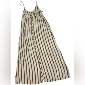 PROMOD | striped maxi dress with front buttons
